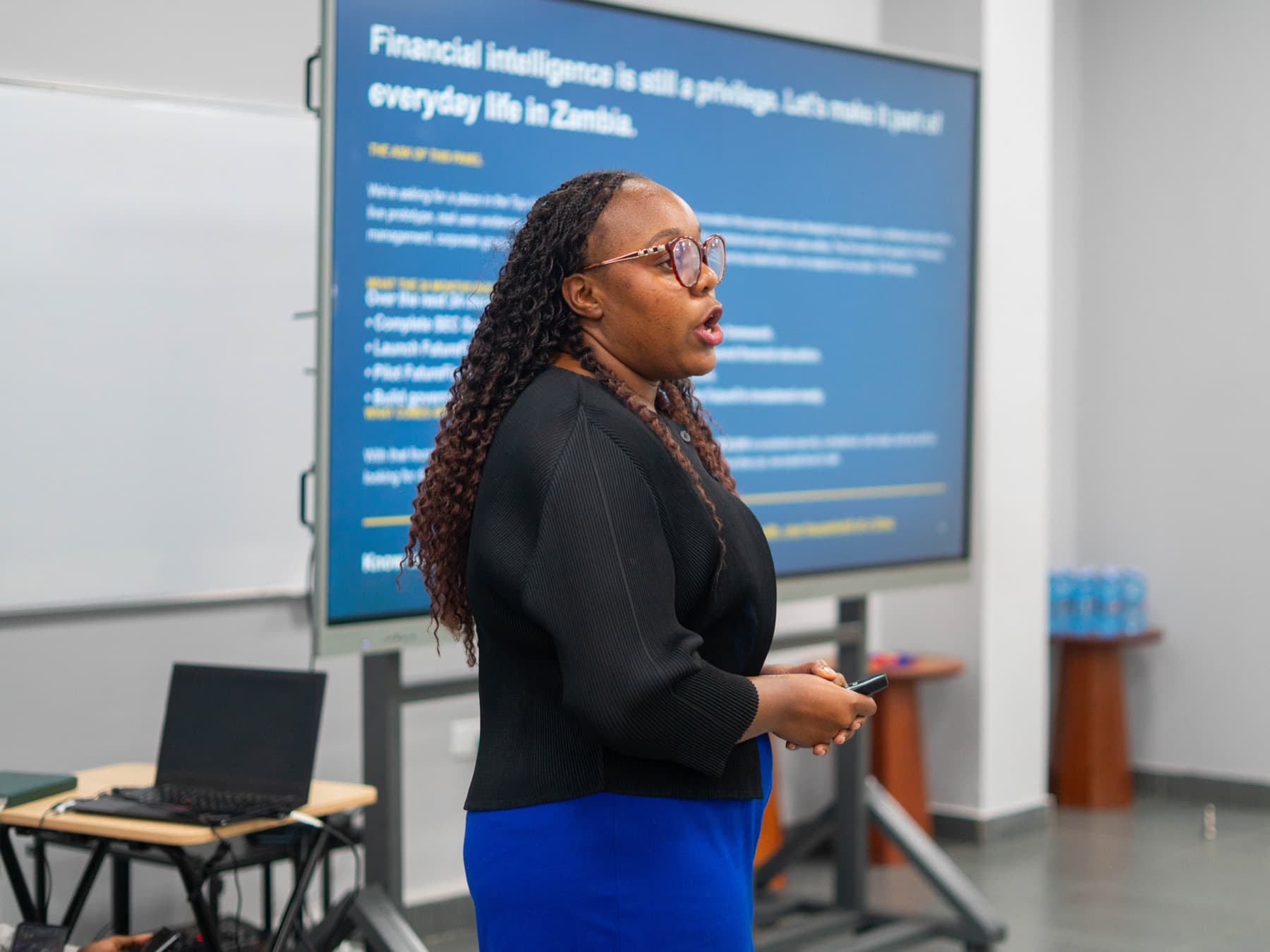 Massi Mapani presenting on financial intelligence